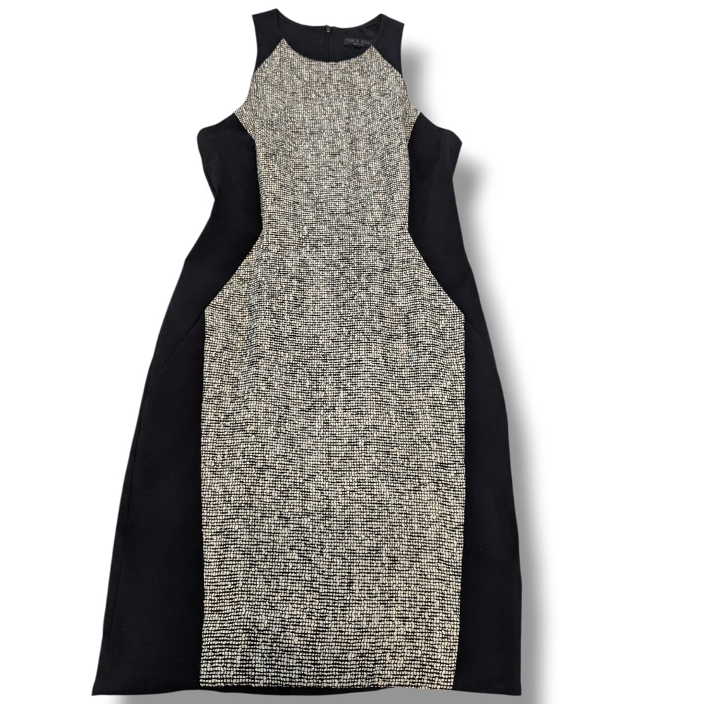 Rag And Bone Sleeveless Sheath Body in Color lock Leather & Wool Mini Dress